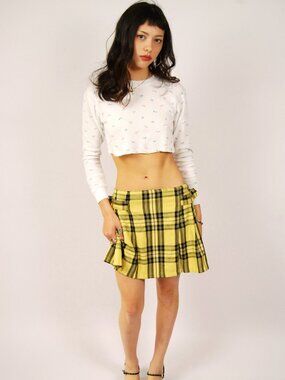80s Thermal Crop Top (S) small white vintage womens long sleeve shirt grandma